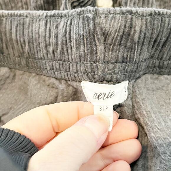 Aerie Corduroy Pull On Drawstring Baggy Wide Leg Pants Gray Small - Picture 2 of 4